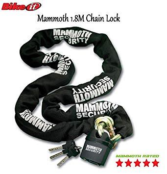 Mammoth 1.8m Square Link Chain & Padlock Plus Junior Bolt In Ground Anchor
