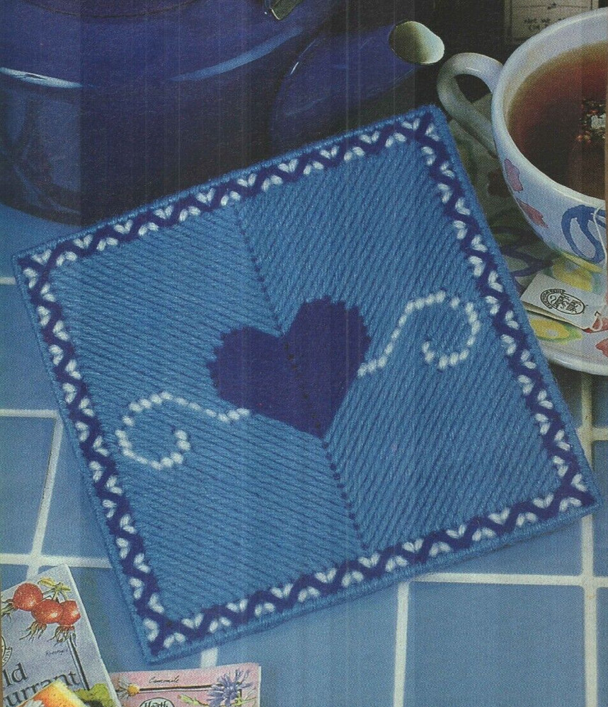 HEART TRIVET KITCHEN DECOR DIGEST SIZE PLASTIC CANVAS PATTERN INSTRUCTIONS
