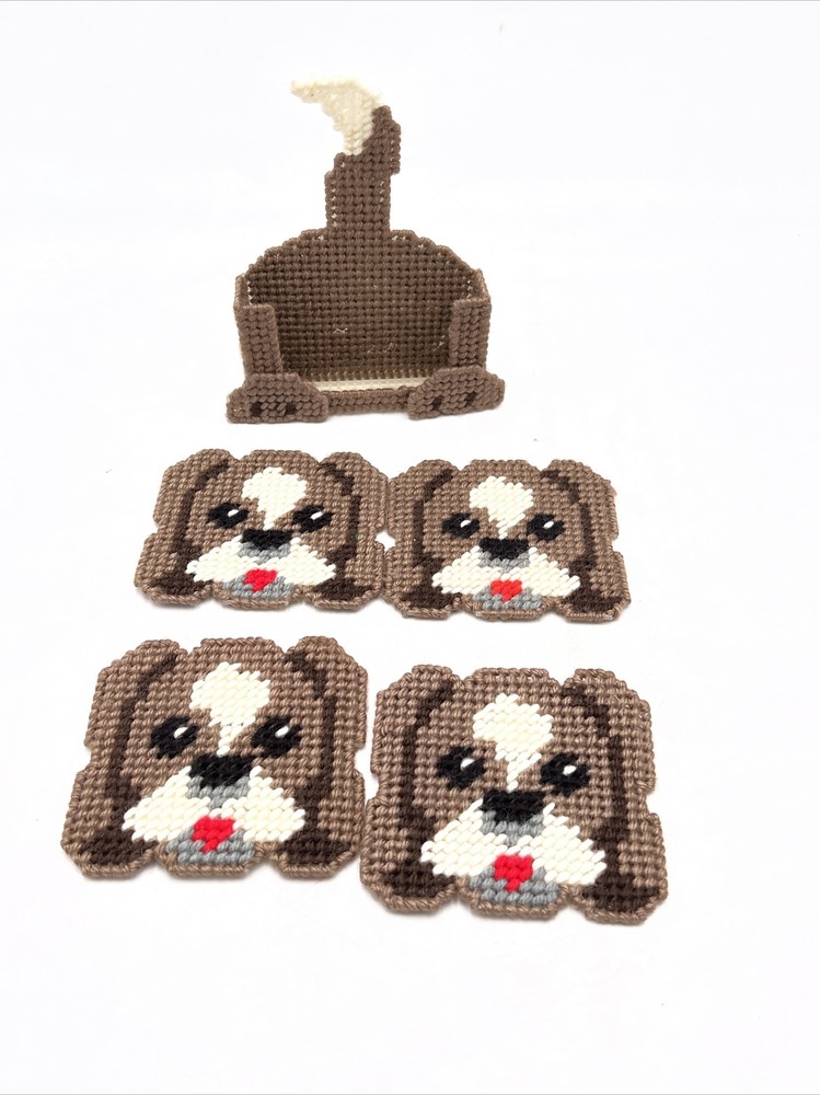Plastic Canvas Puppy Coaster Pals