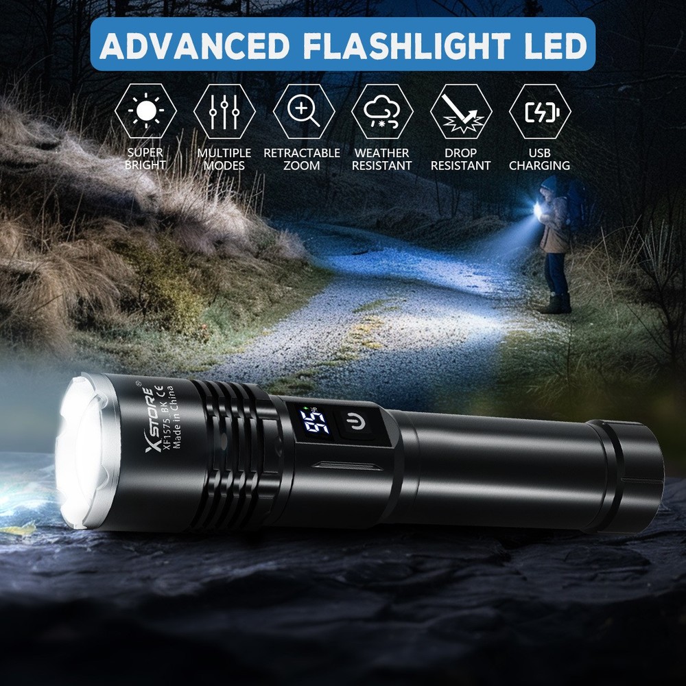 2PCS 90000 Lumen LED Flashlight Rechargeable Super Bright Tactical Flashlights