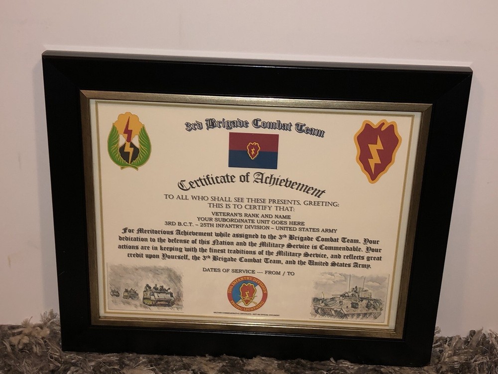 3RD B.C.T. / 25TH INFANTRY DIVISION (COMMEMORATIVE CERTIFICATE)