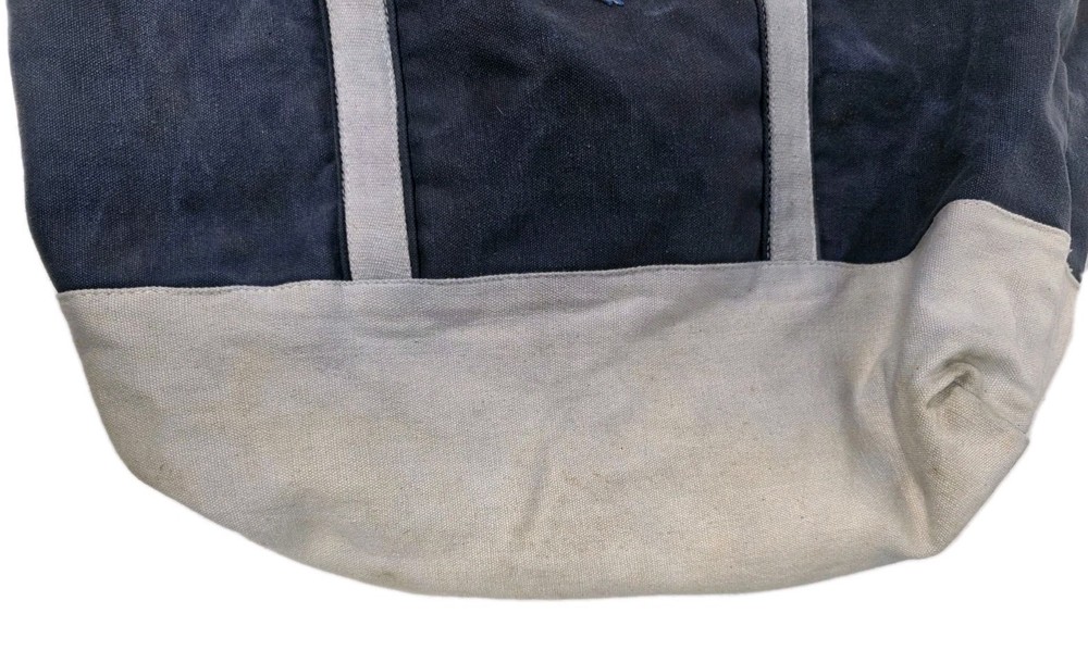 Nautical Laundry Beach Shopping Bag Blue White Drawstring Pocket Lighthouse