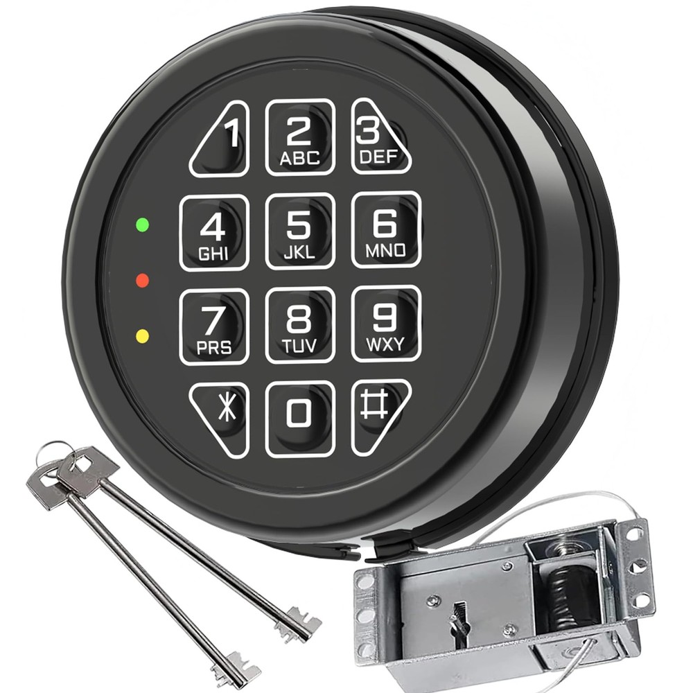 Electronic Safe Lock Replacement Keypad with Solenoid & 2 Override Black