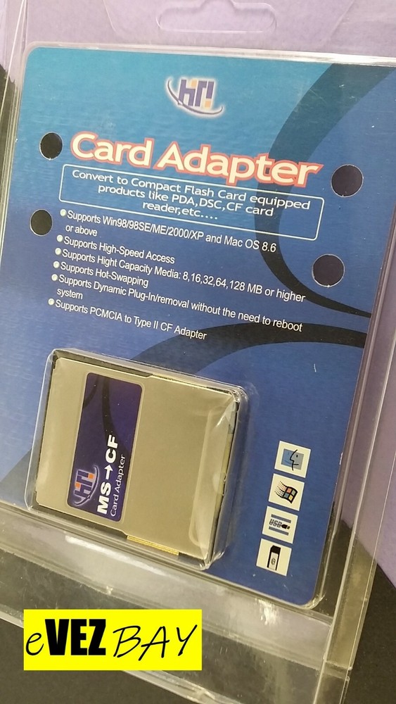 HN - CARD ADAPTER FOR Compact Flash Memory - Windows 98/Me/2000/XP MacOS 8.6