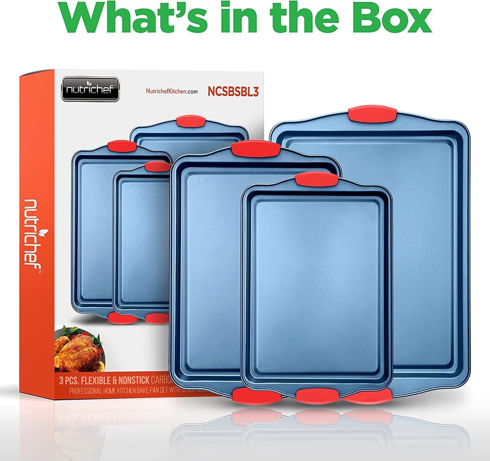 Nutrichef NCSBSBL3 Deluxe Nonstick Baking Pans 3-Pieces