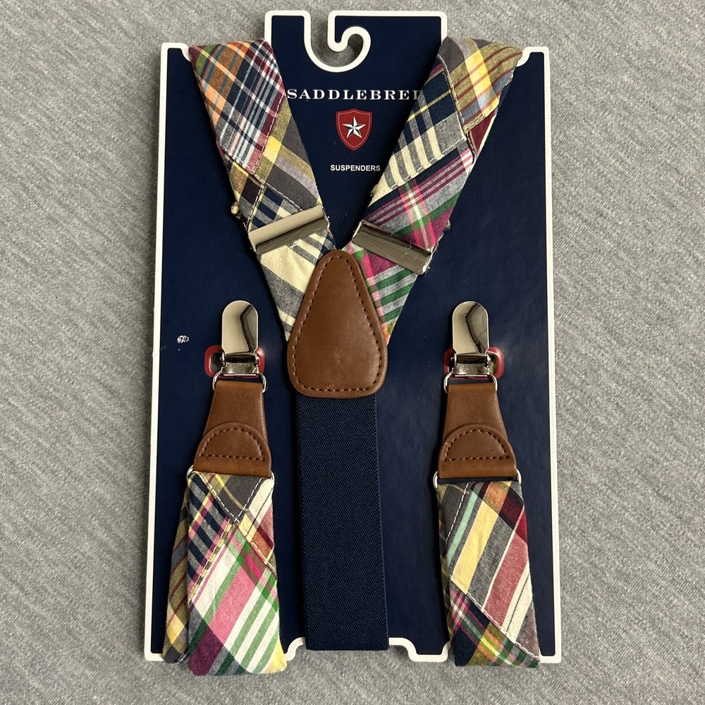 Saddlebred Suspenders Men's One Size Patch Plaid Clip Closure