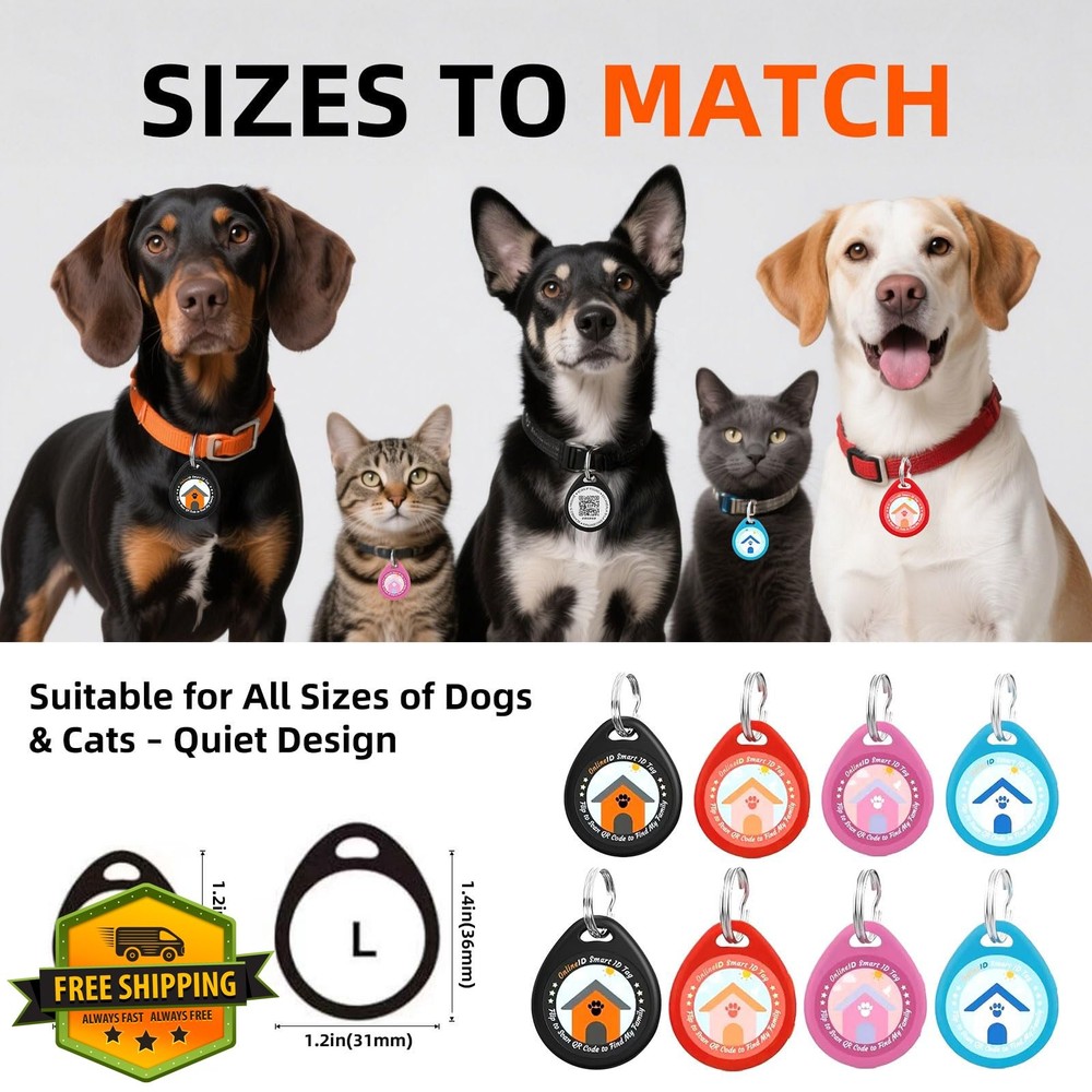 2pc Personalized Dog QR Code ID Tags L Blue Pink Editable