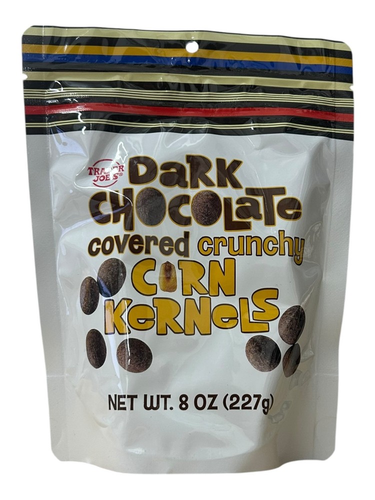 Trader Joe's 8oz Dark Chocolate Covered Crunchy CORN KERNELS Corn Nuts 2-pACK