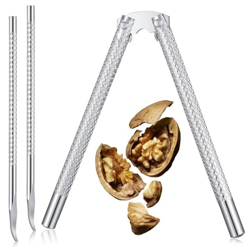 1 Pack Nut Crackers for All Nuts, Stainless Steel Walnut Cracker Tool with 2