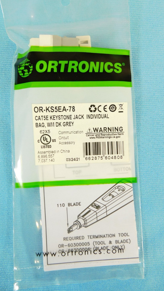 Cat5e Keystone Jack Ortronics Keystone, TechChoice, OR-KS5EA-78 - Gray