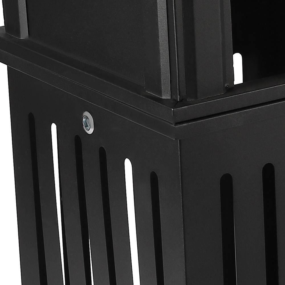 Trash Can Outdoor Dark Black Garbage Enclosure with Locking Lid Open Top inside