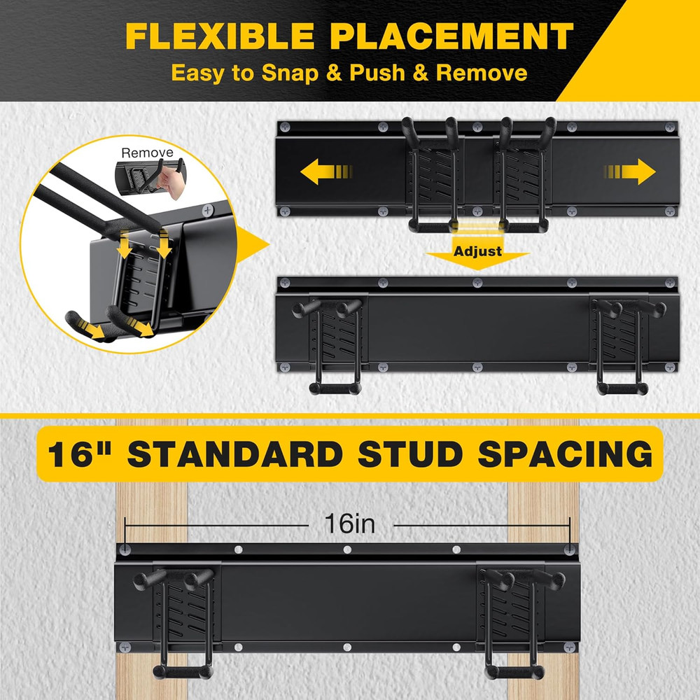 Heavy-Duty Garage Tool Organizer with 96" Rails & 13 Adjustable Hooks