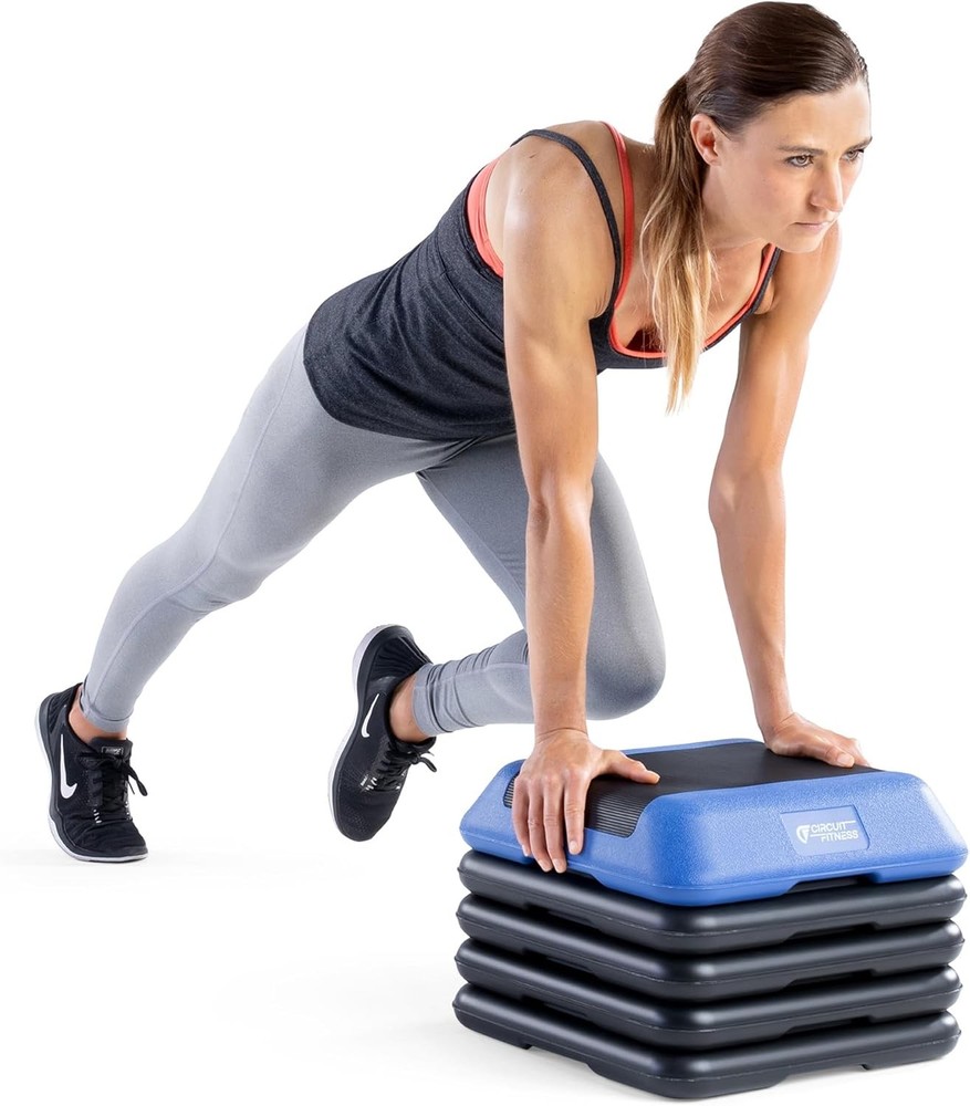 16 x 16 inches Adjustable Height Aerobic Step Platform with Adjustable Risers