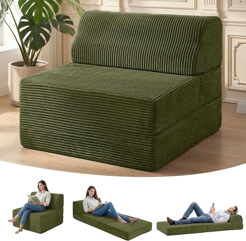 Folding Sofa Bed W/ Pillow Memory Foam Fold Out Chair Bed Convertible Sleeper