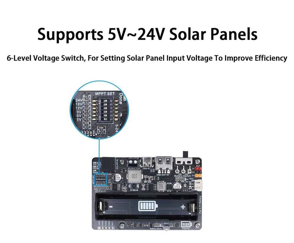 Solar Energy/Power Manager Module, Solar Power for 5V-24V Solar Panel, Suppor...
