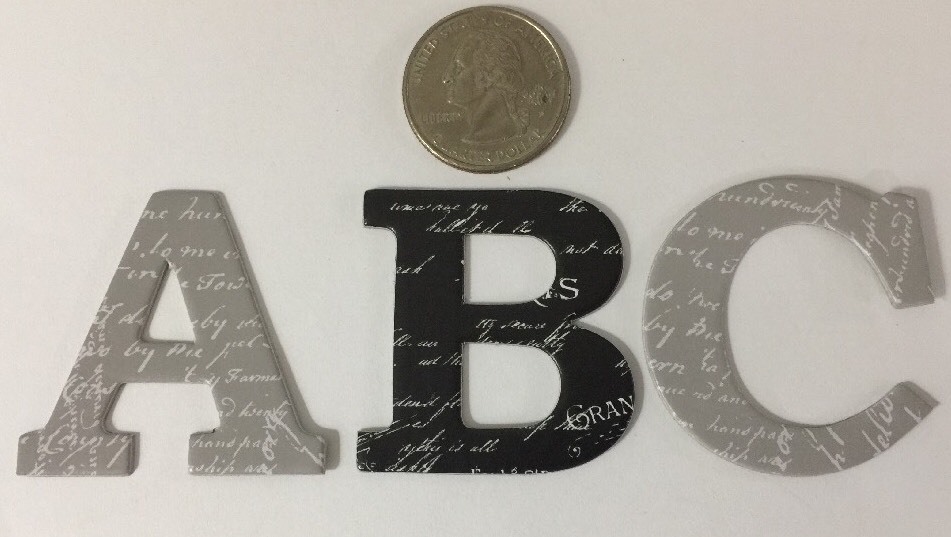 BLACK/GREY PRINTED CHIPBOARD LETTERS(52pc)Alphabet•Upper-Case•Label•Writing•Word