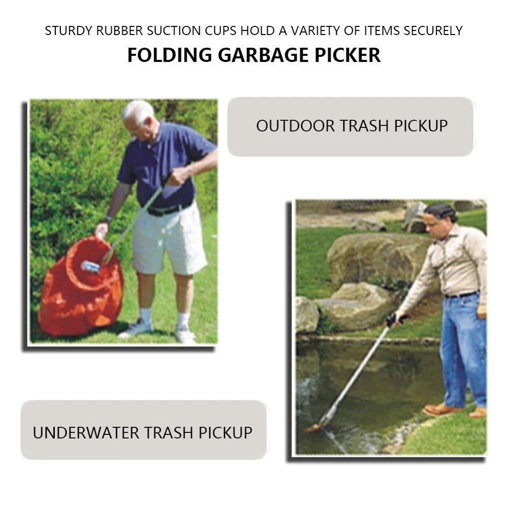 Foldable Trash Grabber Reacher Tool 360° Rotating Grip Lightweight