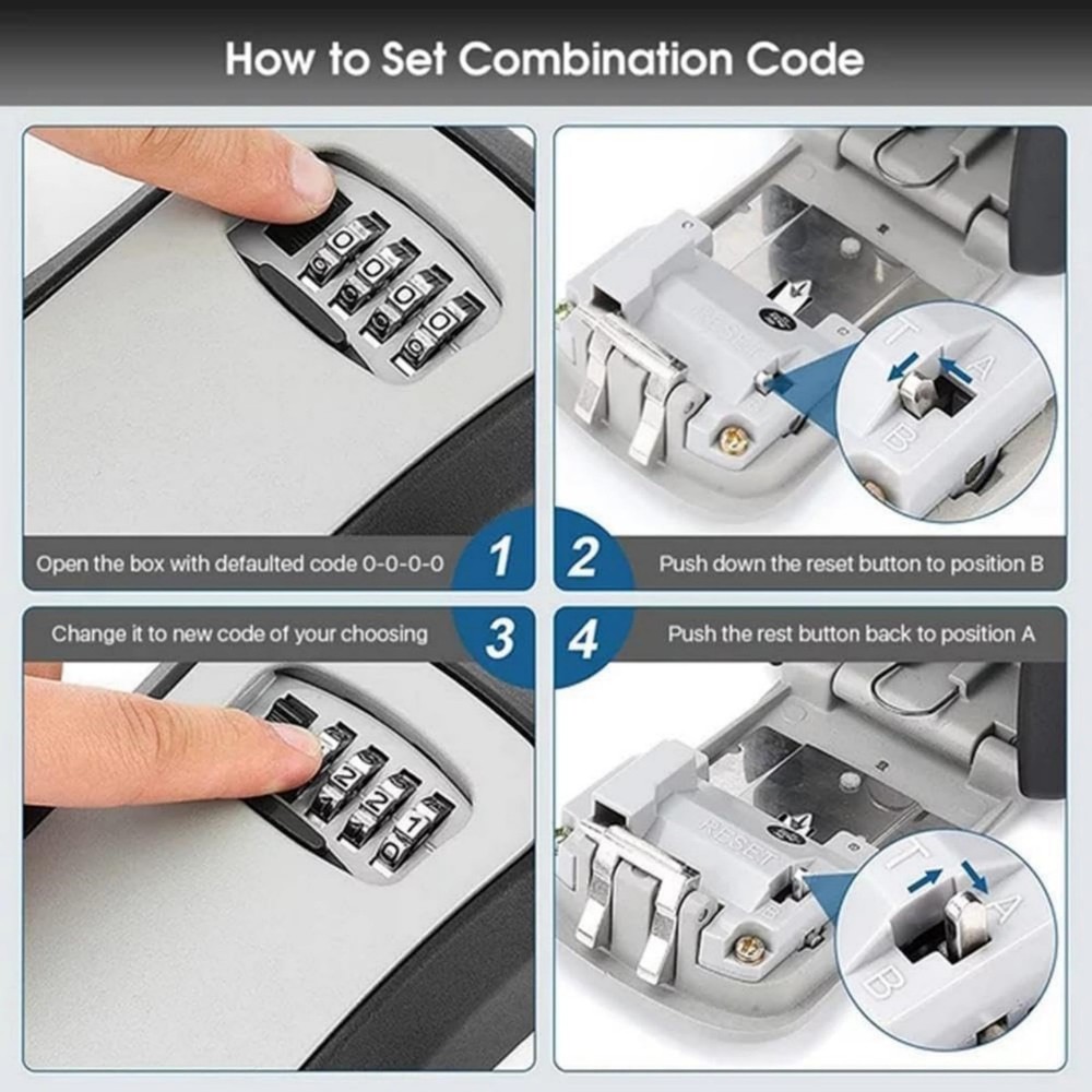 Secure Wall Mount Key Lock Box with 4-Digit Password Protection - Outdoor Key...