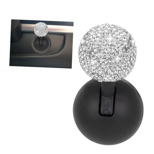 Car Push Start Button Cover, Rhinestone Engine Start Stop Button Joystick White