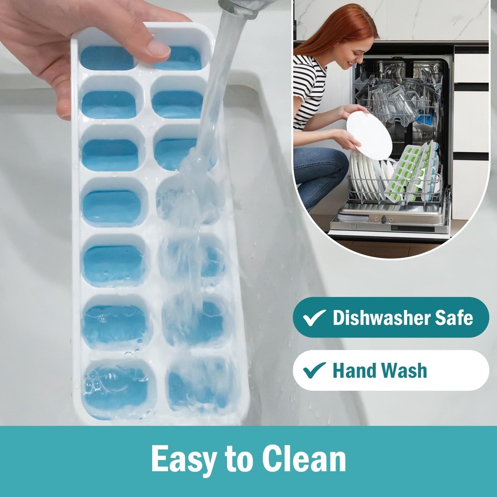 3 Pack Ice Cube Trays with Lids, Flexible Silicone Bottom for Easy Release, S...