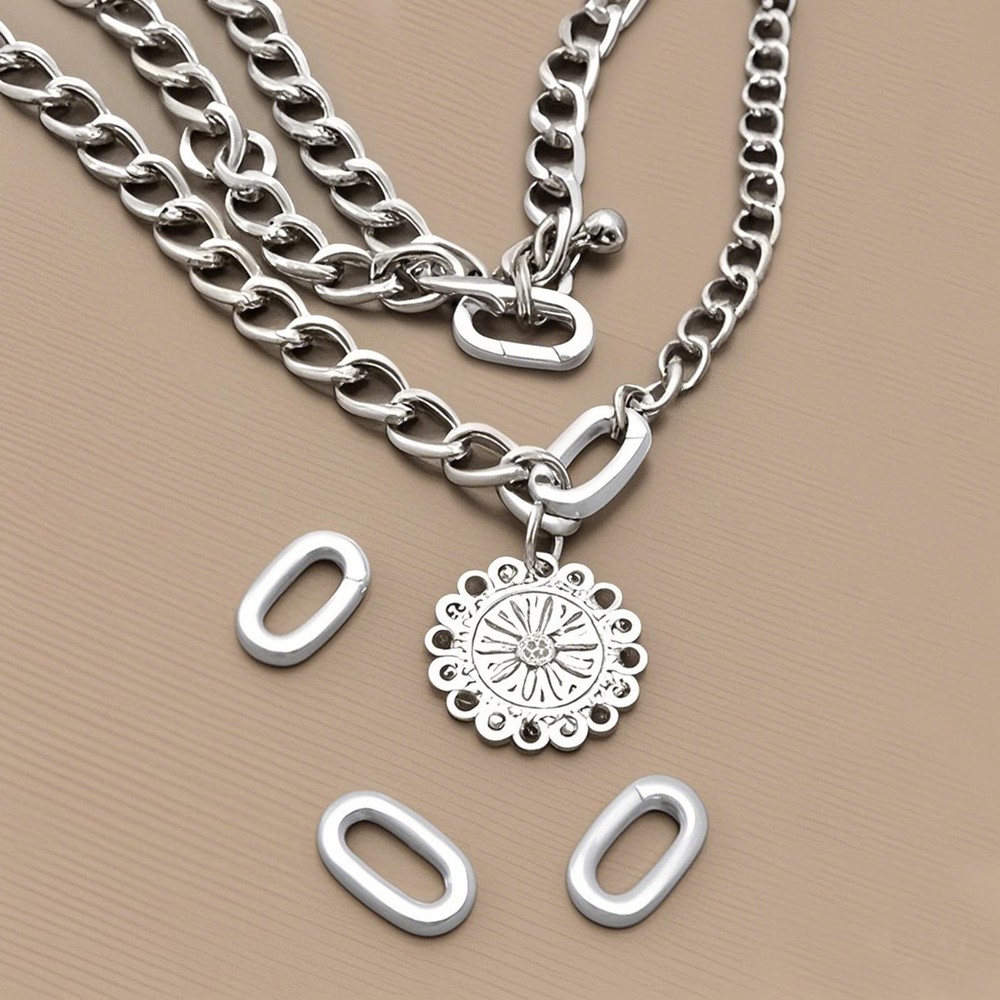 10 Pcs 18K Sliver Oval Clasp Spring Claps Connector Necklace Connector Spring...