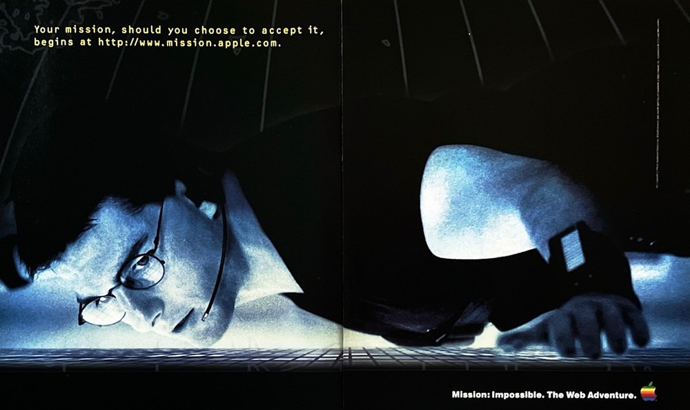 1996 APPLE COMPUTER 2-PAGE Print Ad Tom Cruise Mission Impossible 11"x 18"