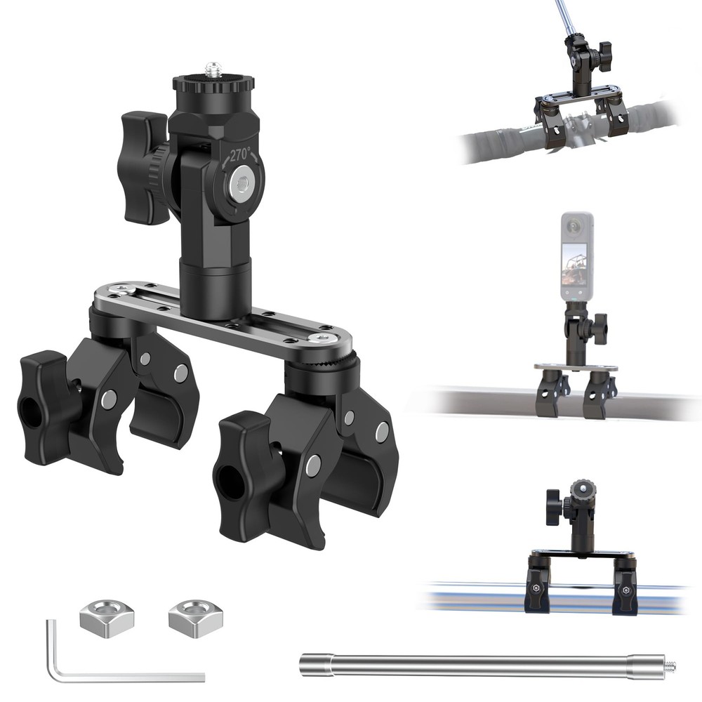 All-in-One Super Clamp Camera Mount & Adjustable Arm Stand with Black