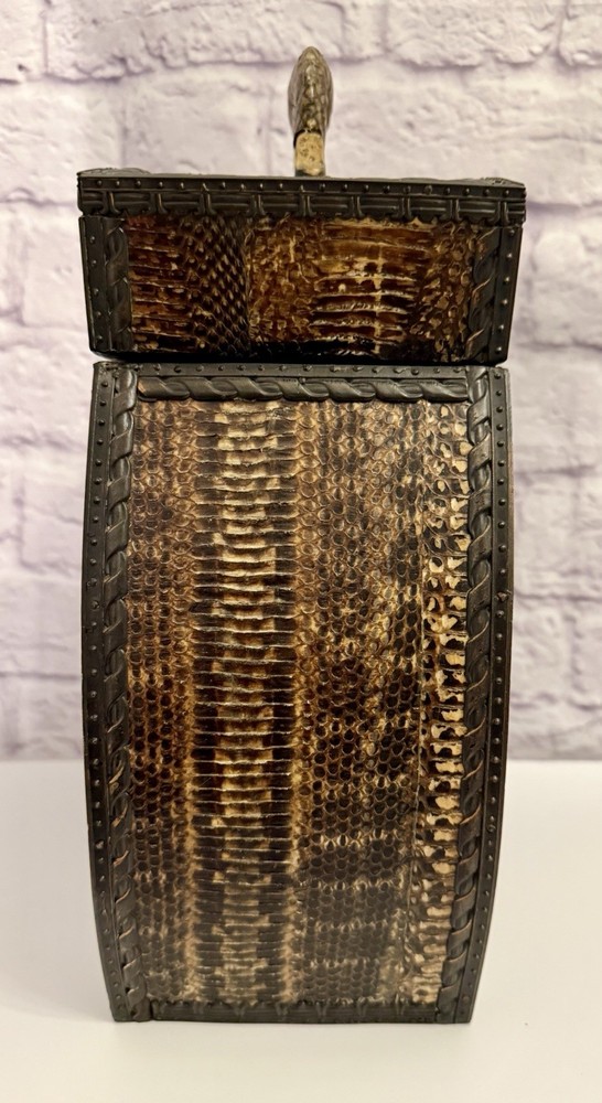 Vintage Reptile Pattern Storage Trunk Box Rustic Decorative Keepsake Chest 11.5”
