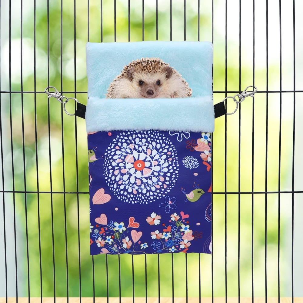 Small Pet Sleeping Pouch Bag Warm Bed Hideout Hamster Hedgehog Squirrel Blue M