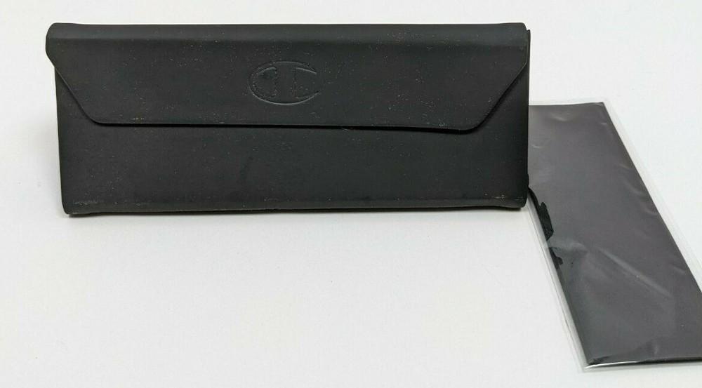 EMPTY Authentic Black Champion Triangular Glasses Sunglasses Case Lens Cloth EUC