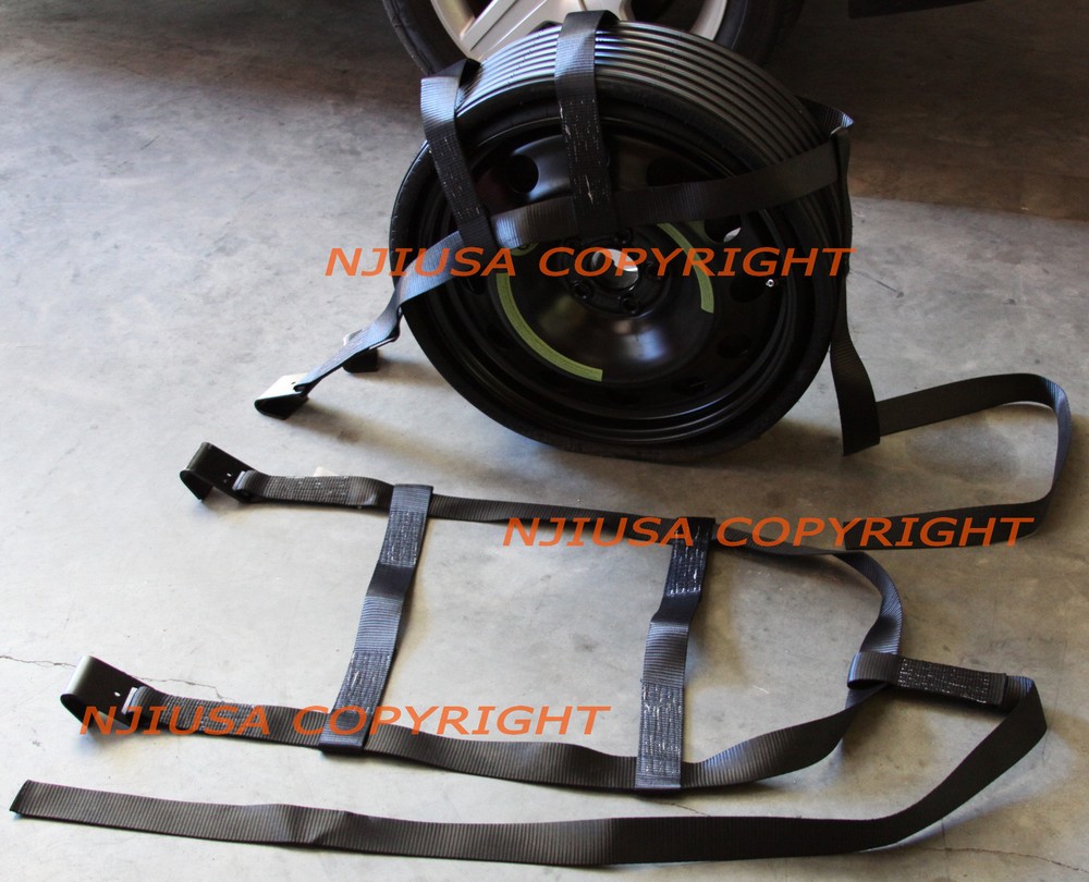 2x Car Basket Straps Adjustable Tow Dolly DEMCO Wheel Net Set Flat Hook BLACK