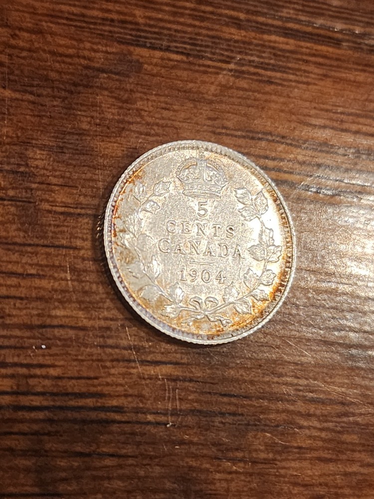 1904 Canada 5 Cents Silver Coin