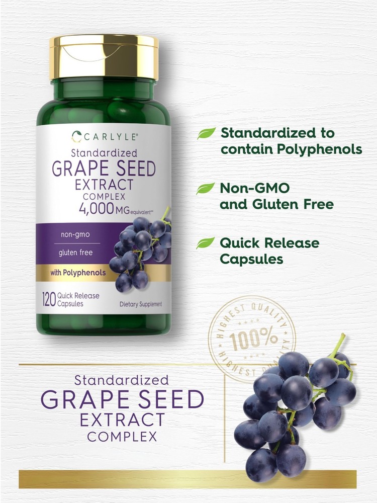 Grape Seed Extract Capsules 4,000Mg 120 Count Standardized Extract Complex with