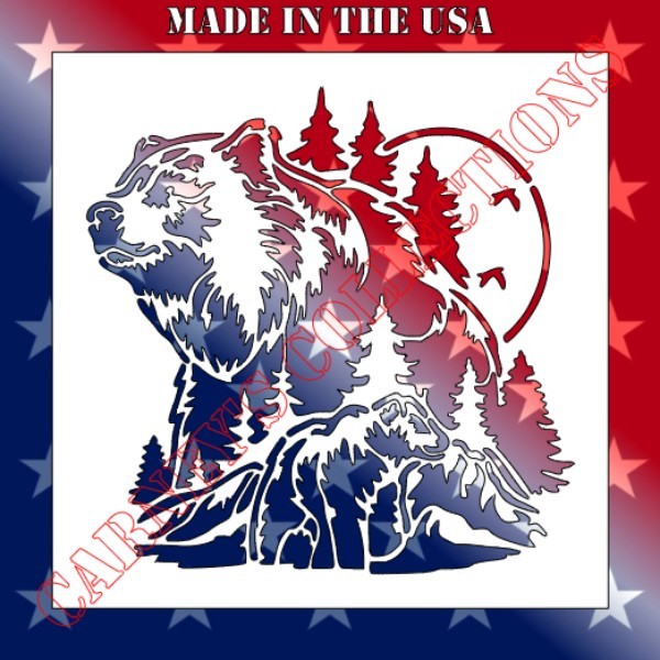 Plastic Stencil - Bear Scene (MB371) (8", 10" or 12")