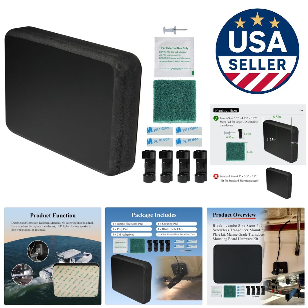 Easy Install Black Transducer Mounting Board Kit - Jumbo Size for 3D Scanners