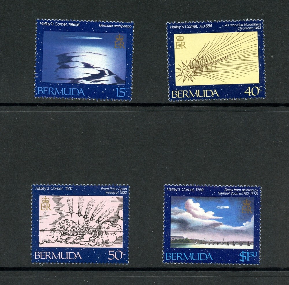 L991 Bermuda 1985 space Halley's Comet 4v. MNH