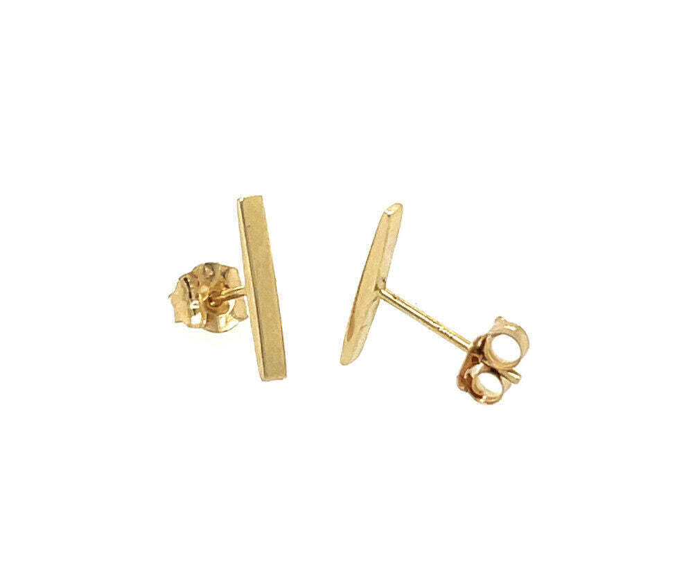 14K Yellow / White / Rose Gold  Bar Stud Earrings