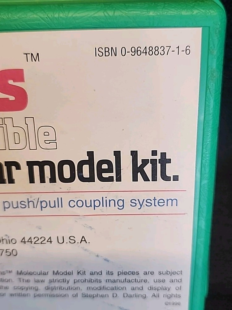 1996 Molecular Visions Flexible Molecular Model Kit Darling Models *READ* (T105)