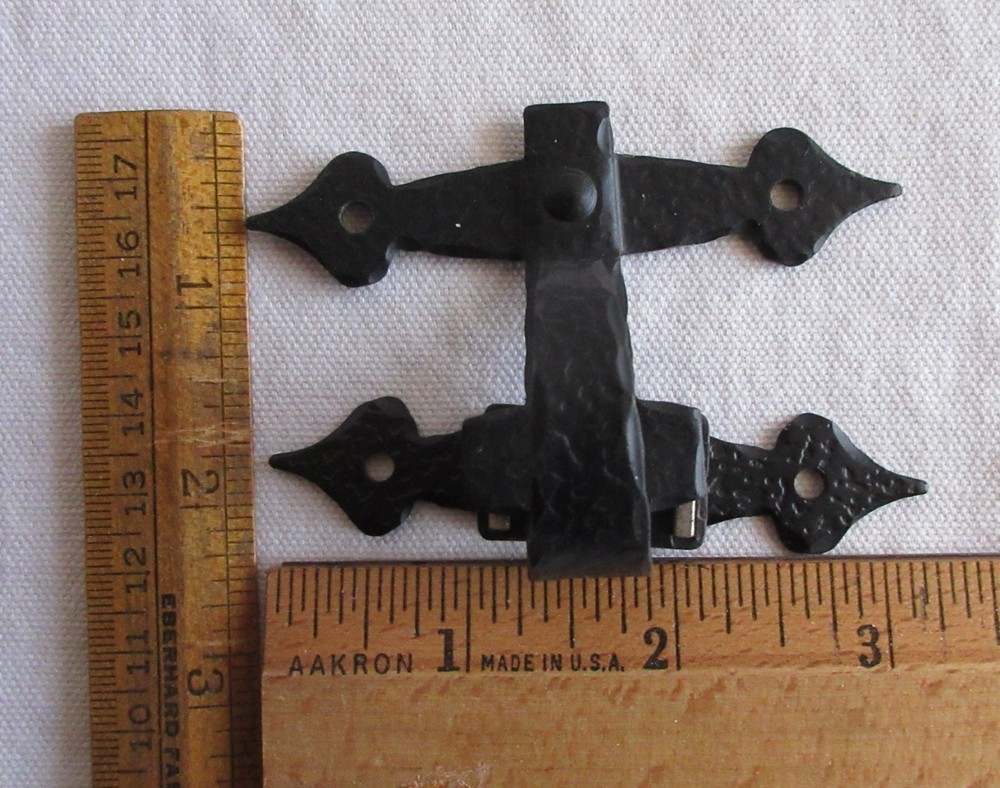 Vintage Amerock Cabinet Latch catch FLUSH hammered black finger pull - cupboard