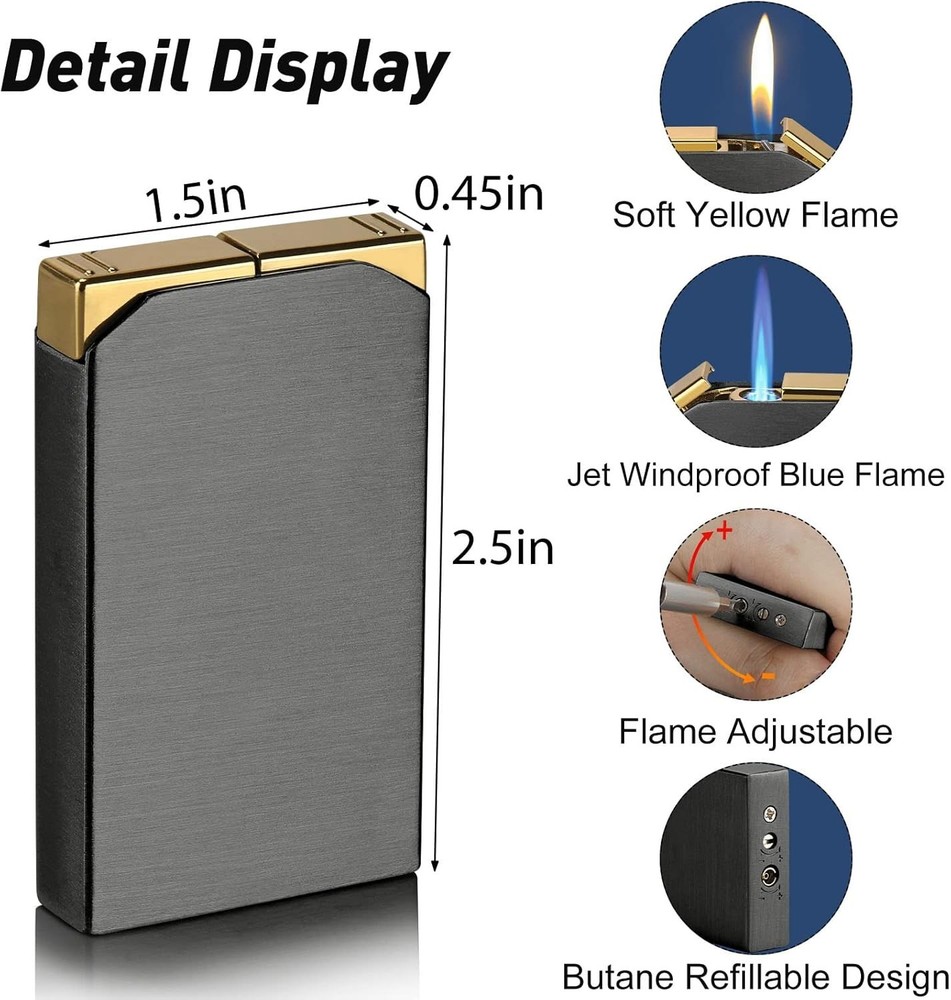 Dual Flame Lighter - Switchable Torch & Soft Flame, Refillable Butane, Cool Pipe