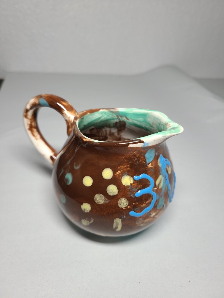 Vintage "30 CUP" Art Pottery Creamer Signed AG