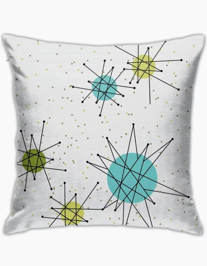 FRANCISCAN STARBURST PILLOW COVERS 18x18 Atomic MCM