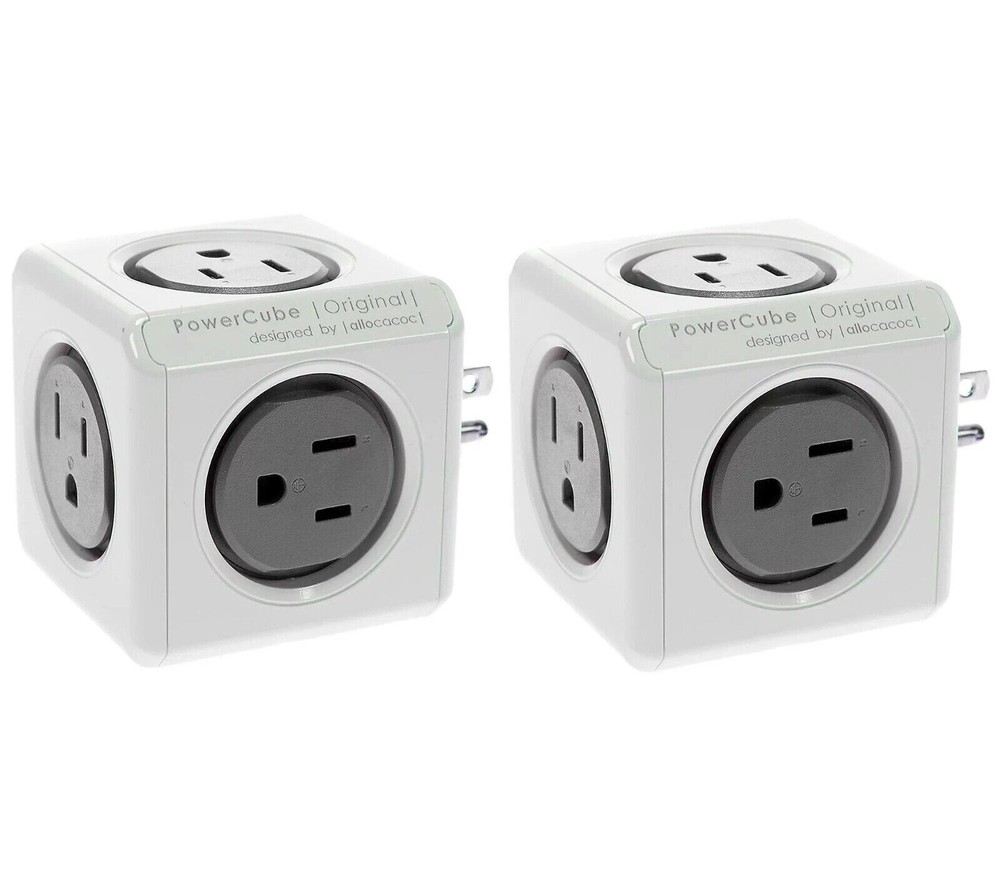 New PowerCube Original Modular 5-Socket System Set of 2 in GRAY E234380
