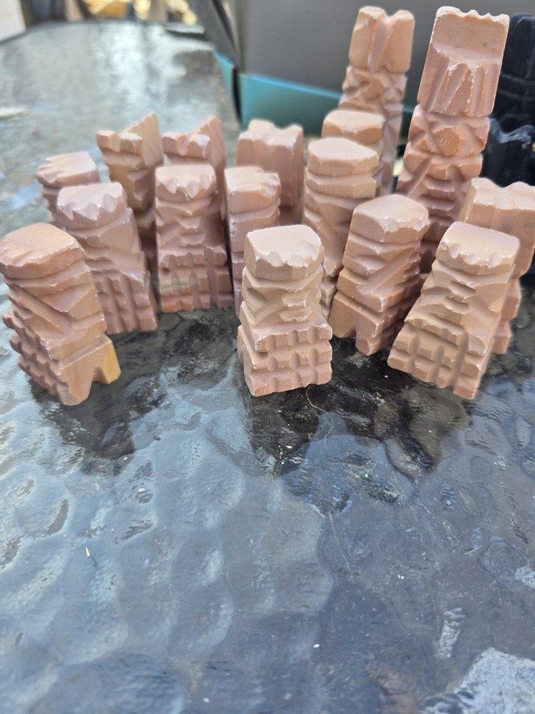 Vintage Marble Chess Pieces Complete Set, No Board