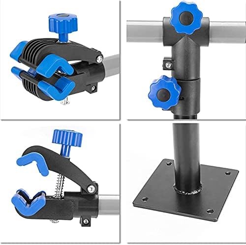 Wall-mounted adjustable bicycle repair stand.