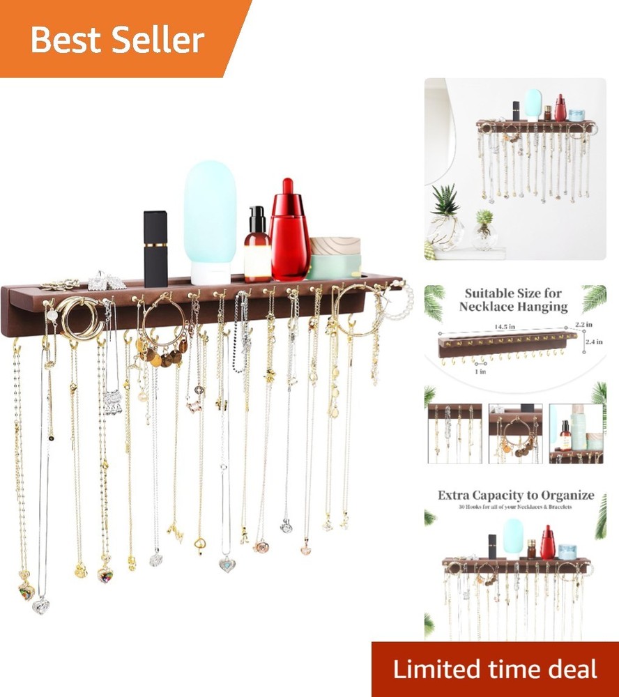 Modern 30-Hook Wall Mounted Necklace Holder - Elegant Jewelry Storage Solution