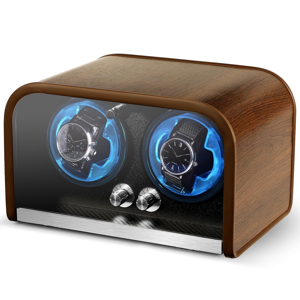 Clewcks Watch Winder for Automatic Watches, Winders Box Brown