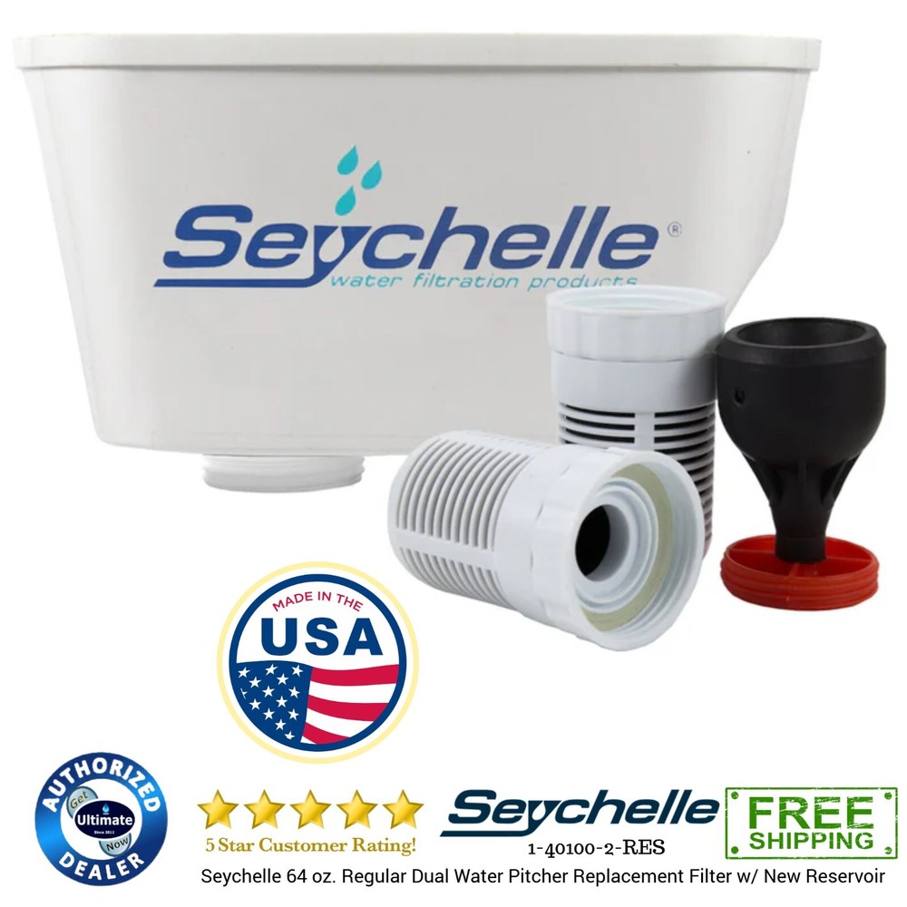 Seychelle 64 oz. Regular Dual Water Pitcher Replacement Filter w/ New Reservoir