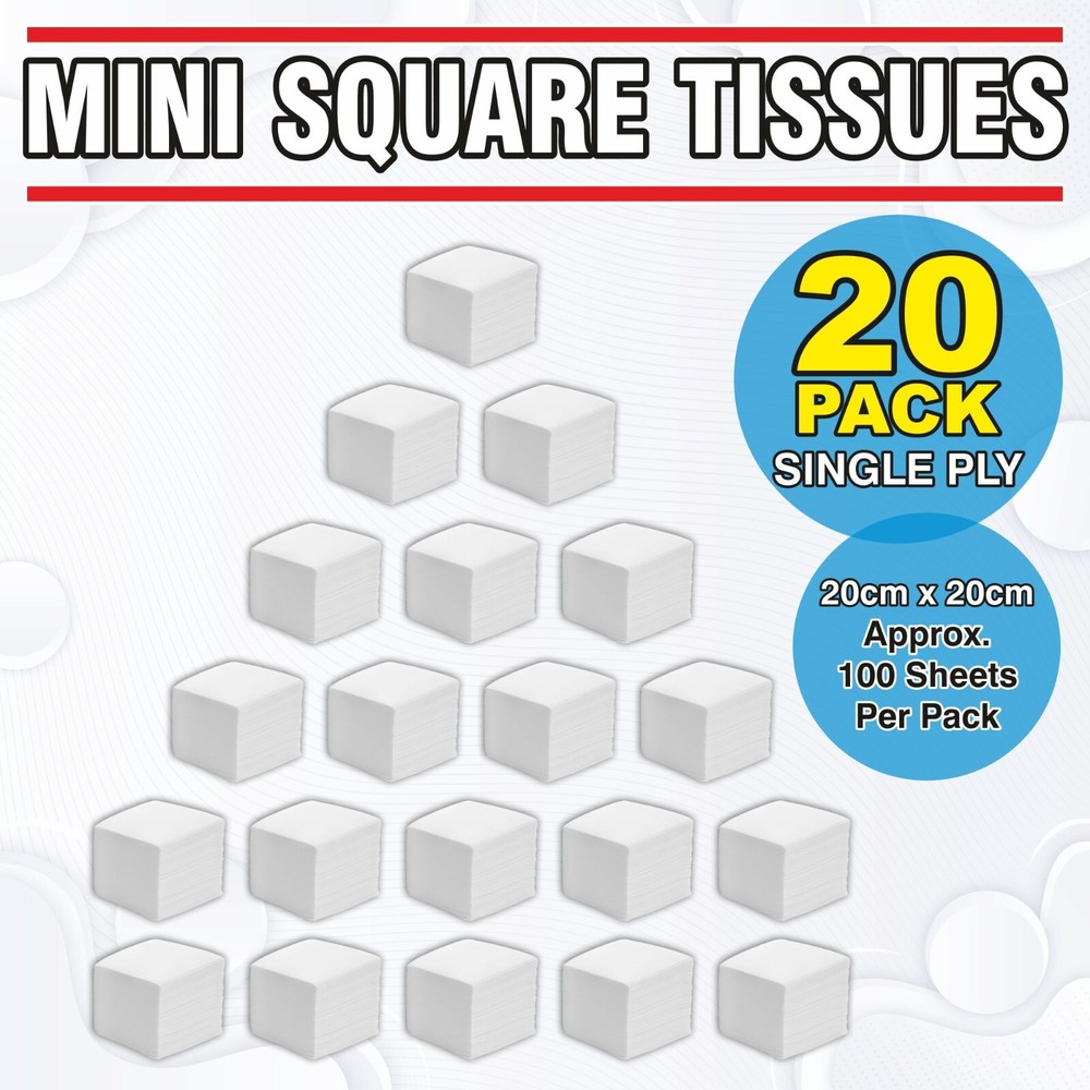 2000 Sheets Mini Square Tissue 1 Ply White Soft Napkins Disposable Serviettes