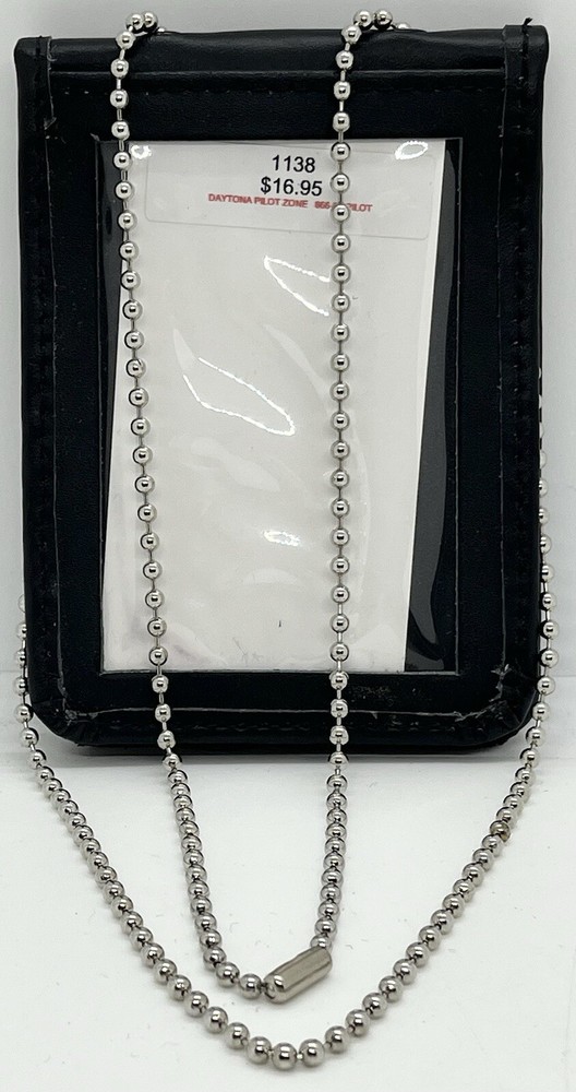 Leather ID Holders Necklace Hook And Loop